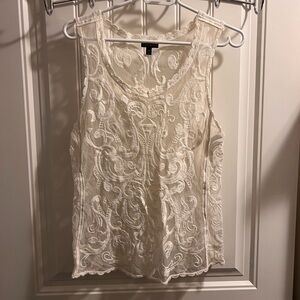 Express Lace Sleeveless Blouse - Cream